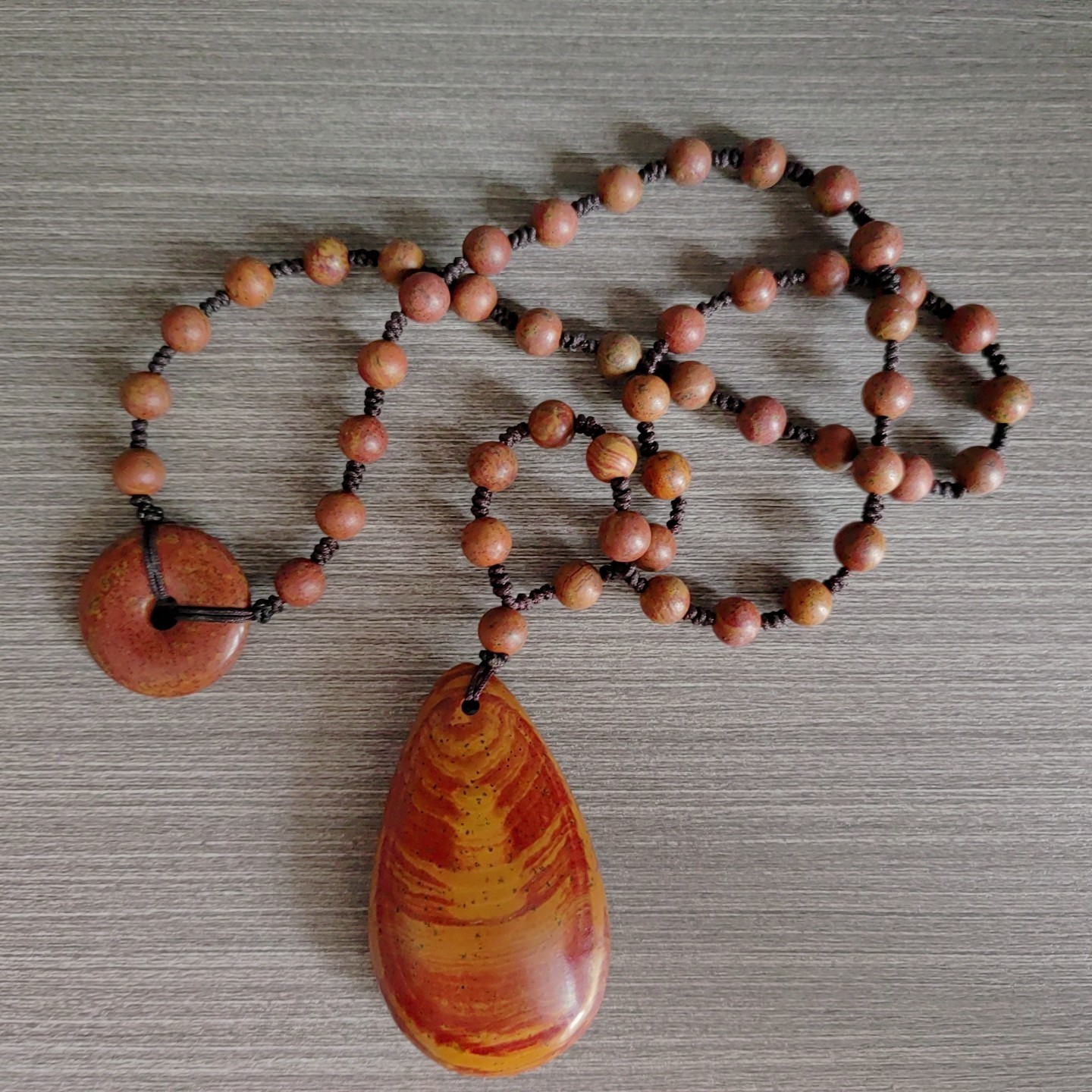 泗水砭石原石水滴长款项链男女通用