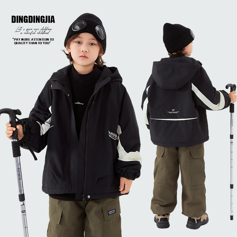 叮叮家儿童冬季加厚双层保暖冲锋衣男孩冬装外套男童6625