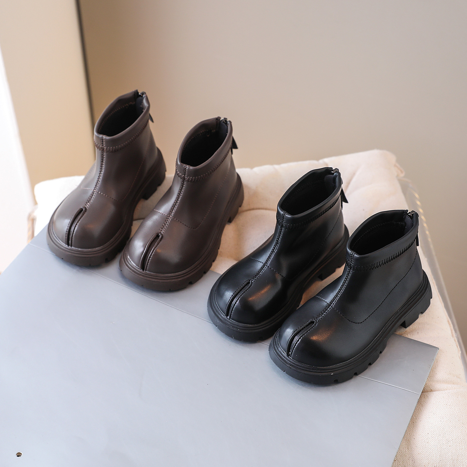 西瓜西9002女童靴子童鞋2025秋冬季新款加绒宝宝潮童女孩儿童单靴