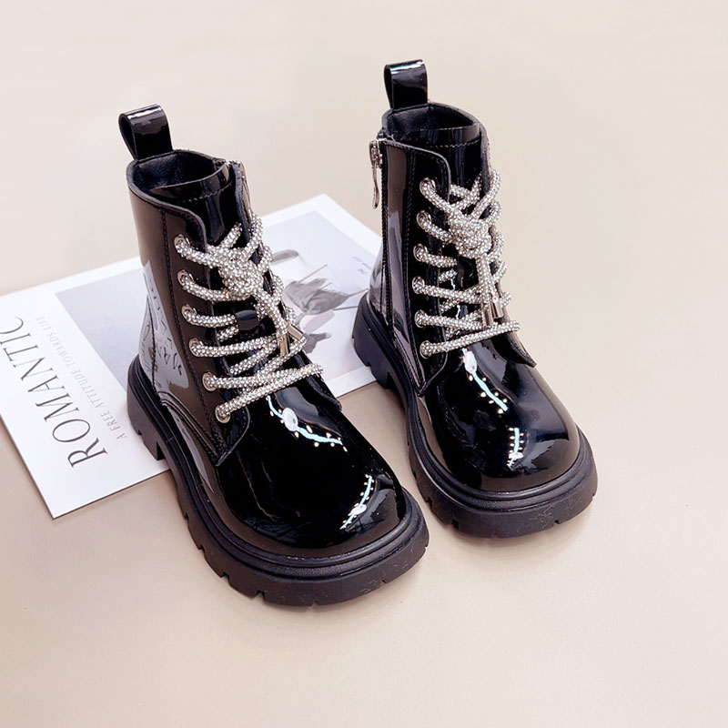 女童靴子女宝鞋子2025冬款牛皮洋气加绒公主短靴儿童马丁靴西8051