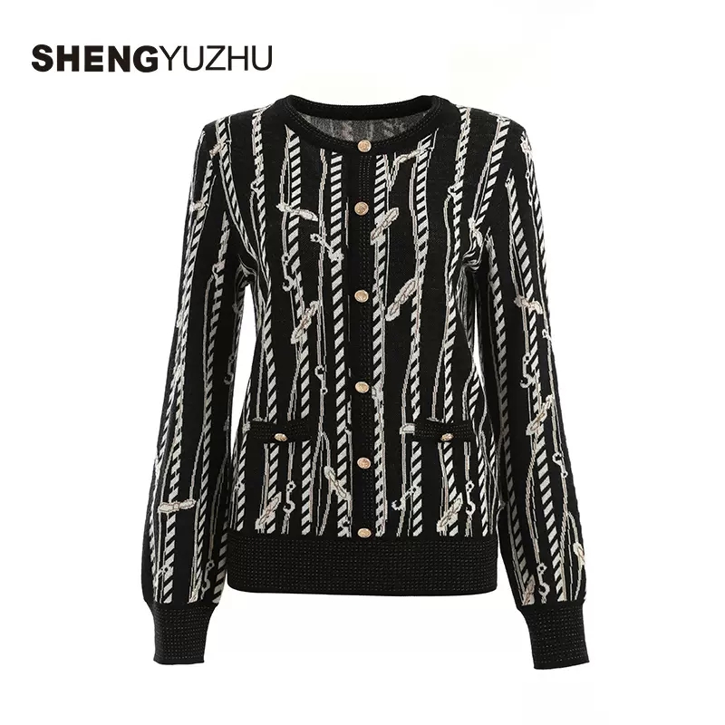 Shengyuzhu/声雨竹秋季新款毛衣女慵懒风长袖上衣女