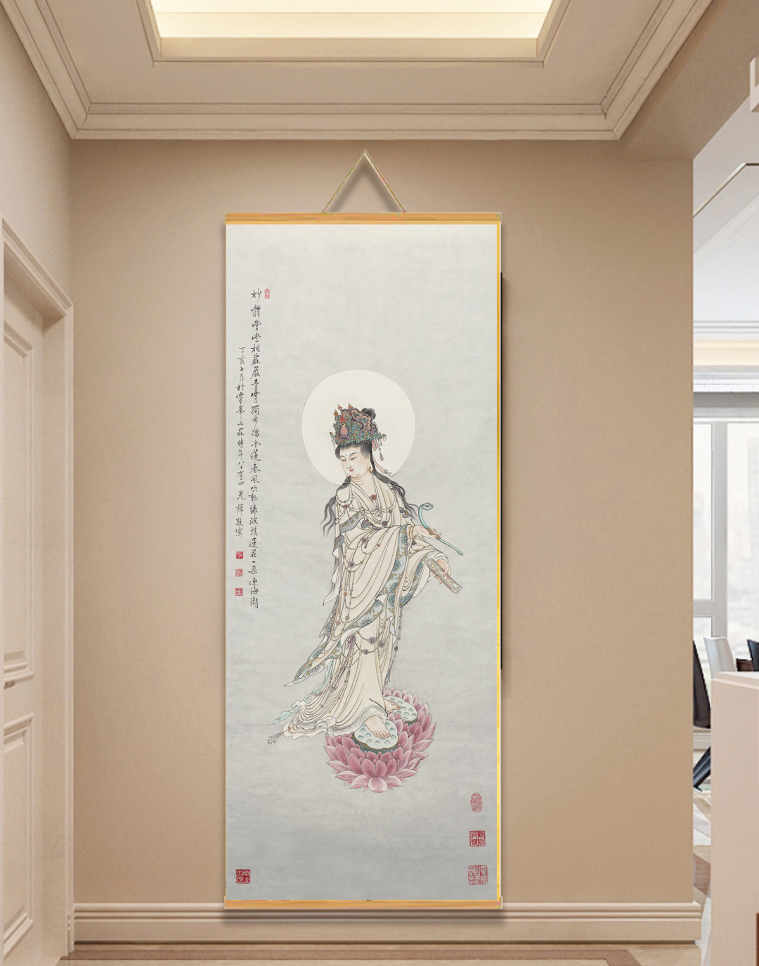 【158观音菩萨】60x150cm现代简约挂轴装饰画办公室家居装饰画