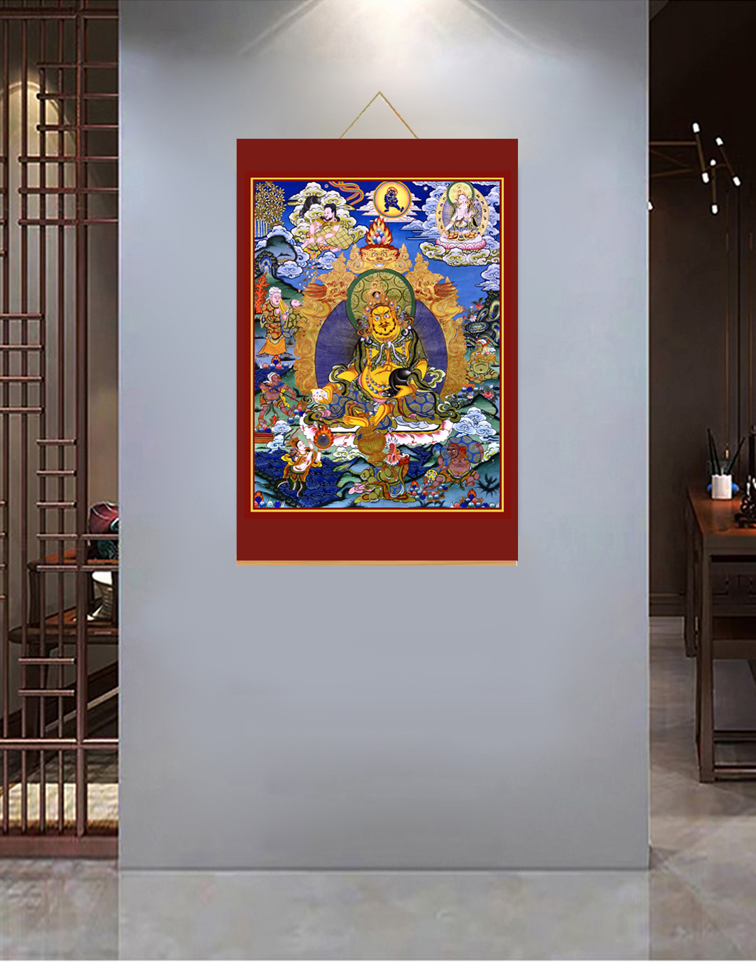 【377黄财神】60x120cm现代简约挂轴装饰画办公室家居装饰画