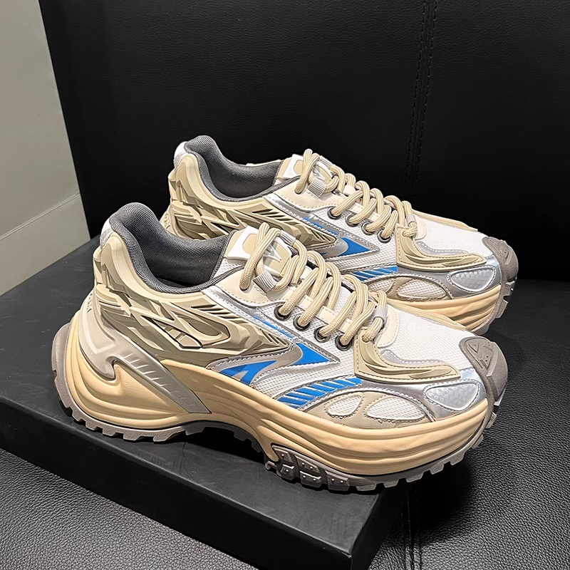 厚底松糕老爹鞋女鞋牛皮休闲风2024新款秋冬季小个子内增高运动鞋