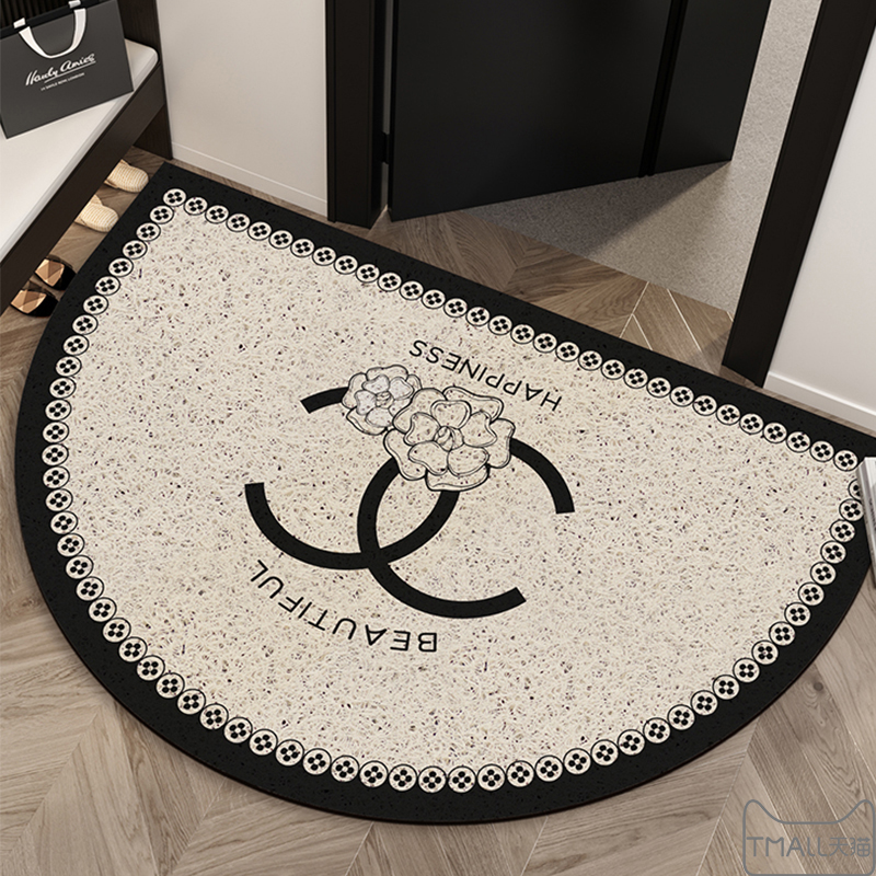 法式小香风入户门地垫家用门口进门垫子玄关脚垫刮泥蹭土丝圈半圆