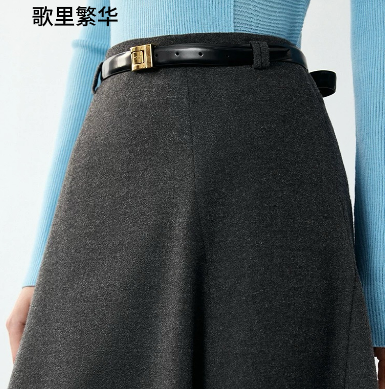 【滢滢专属】L+2024年冬季新款复古气质法式典雅羊毛伞摆半身裙0253