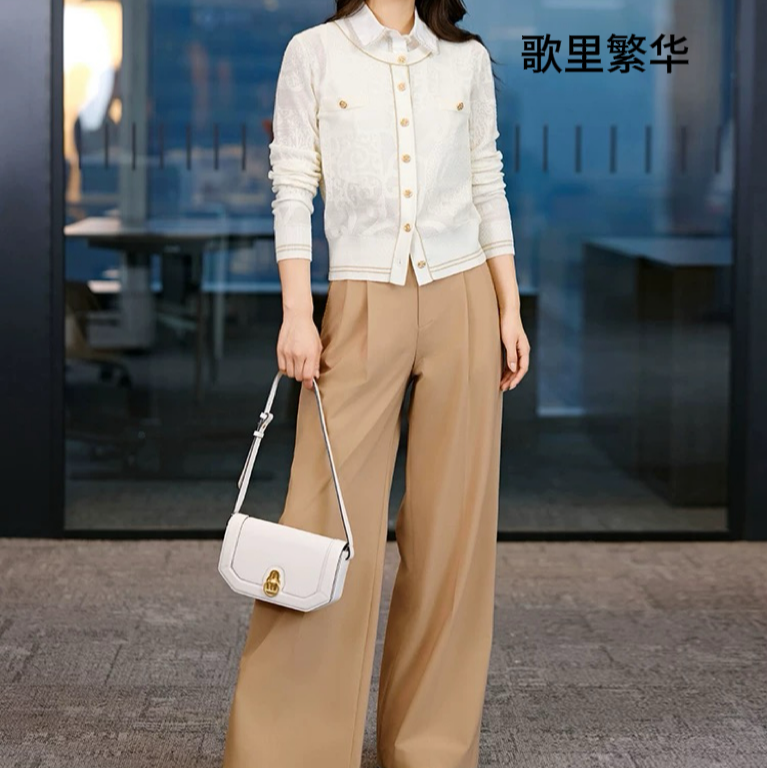【滢滢专属】E+秋冬2024新品绵羊毛小香风暗纹提花针织 0295