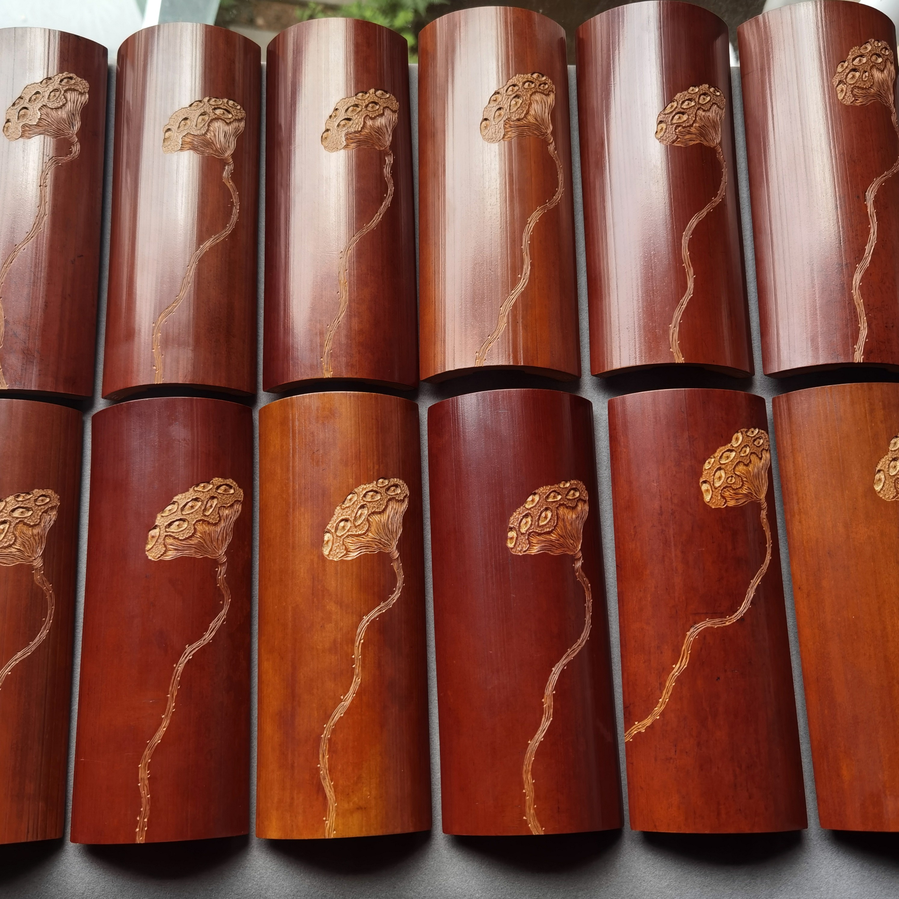 老煤竹双面刻画茶詹茶则茶道配件茶荷