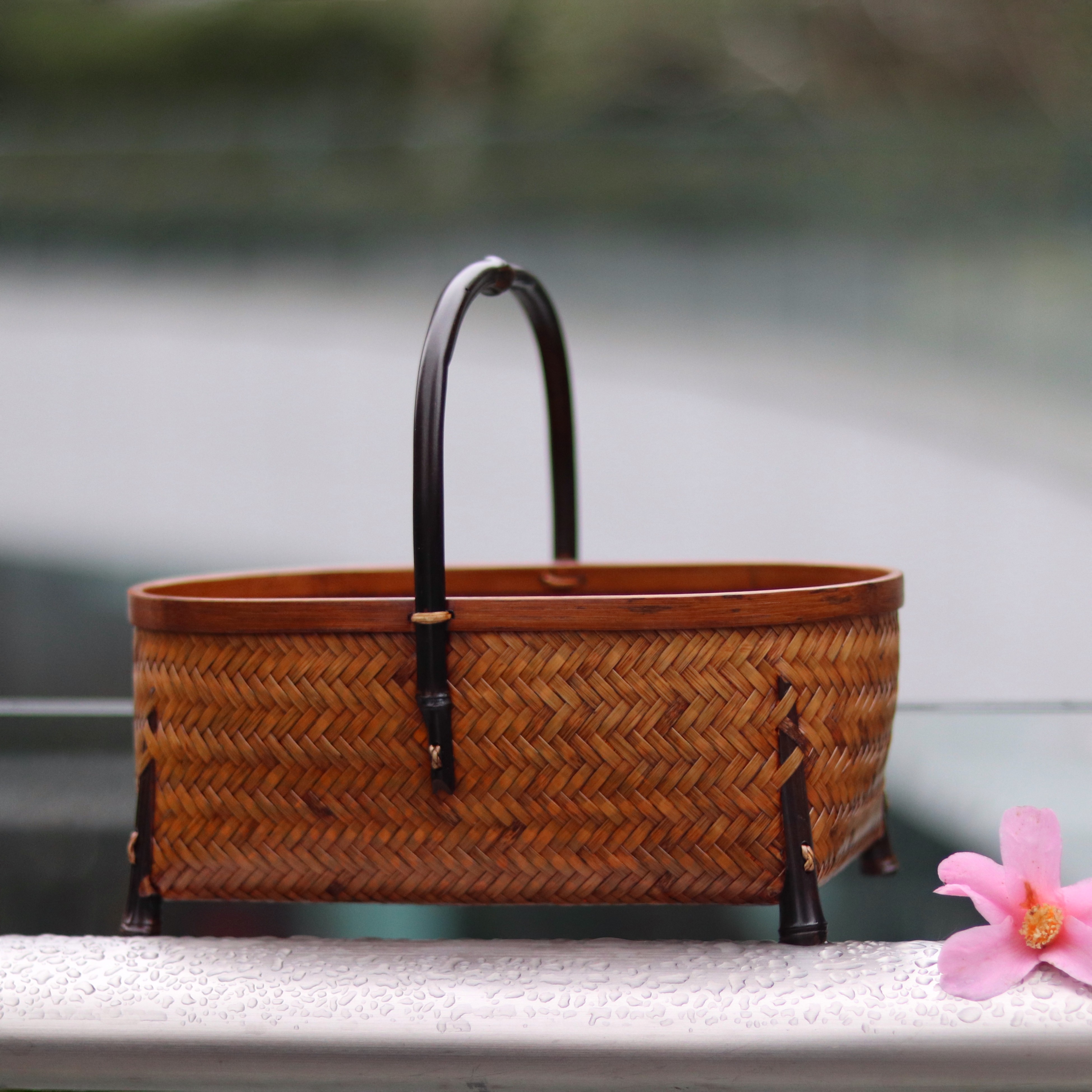 竹编收纳水果茶具茶器篮子