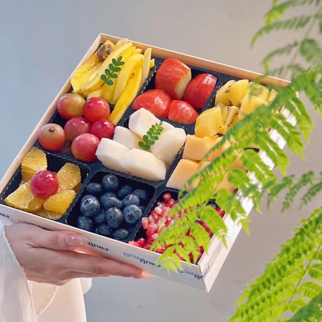 九宫格果切盒九格创意木质水果包装盒高颜值一次性野餐多拼外卖盒