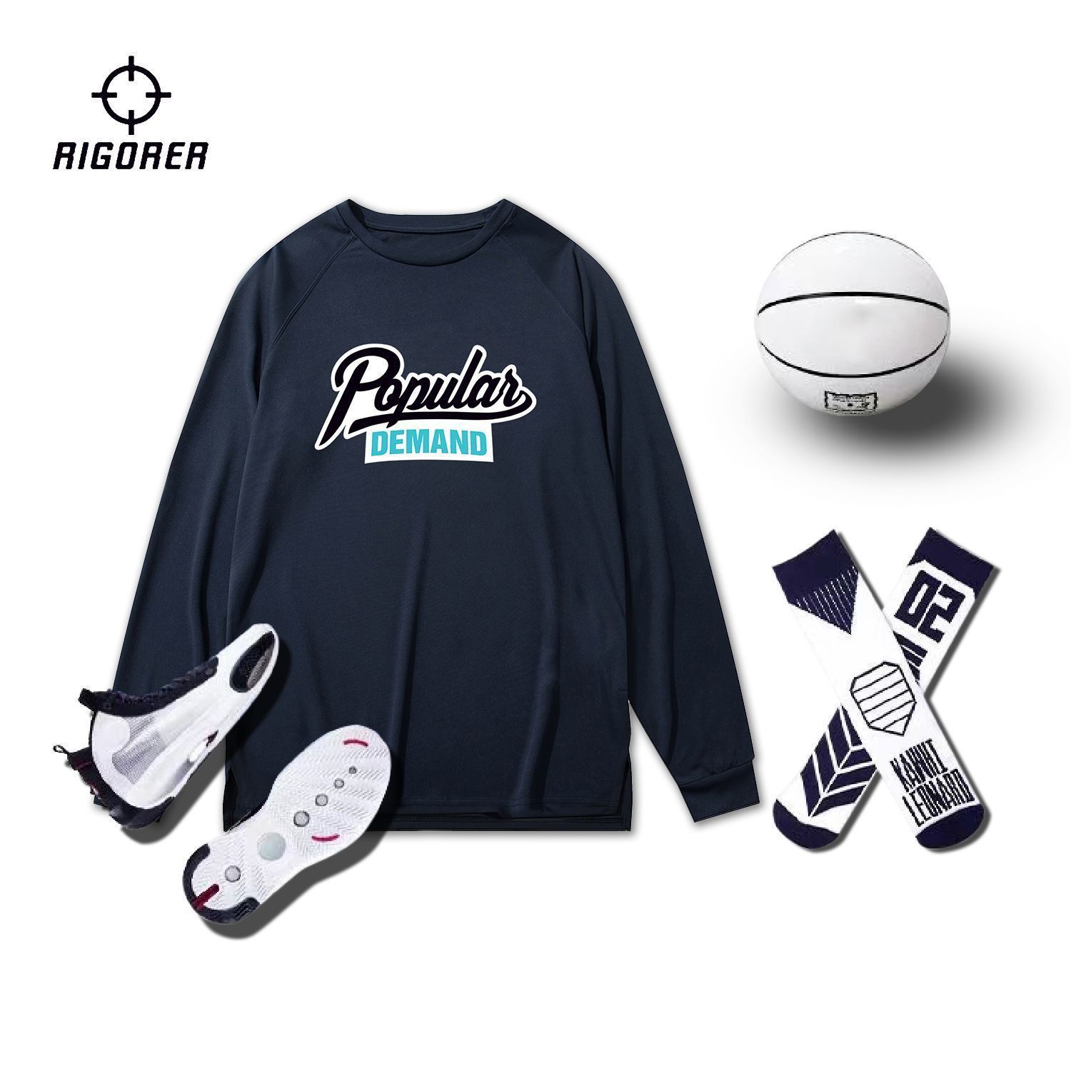 美式长袖篮球服开叉收口t恤男速干排汗运动球衣服宽松训练春季