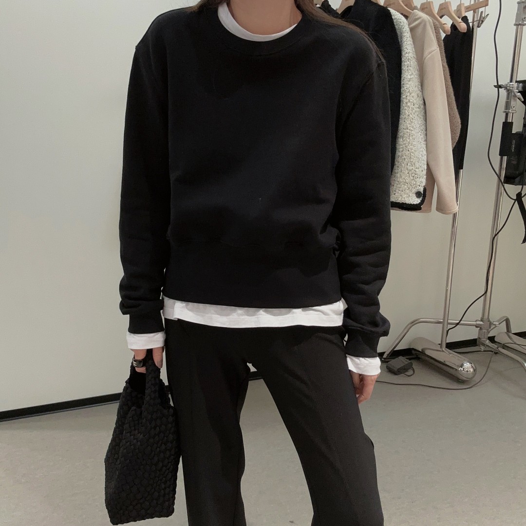 【rarer rarer】短款黑卫衣黑色长袖休闲时尚纯色上衣