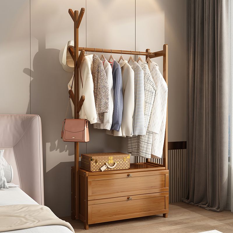 衣帽架实木卧室家用现代简约小户经济型简易组装出租屋单人挂衣柜