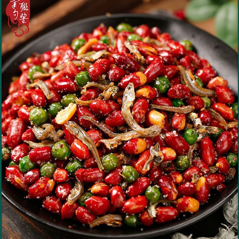 小鱼花生米下酒菜商用延边特产即食豌豆小鱼干饭店用小吃零食袋装