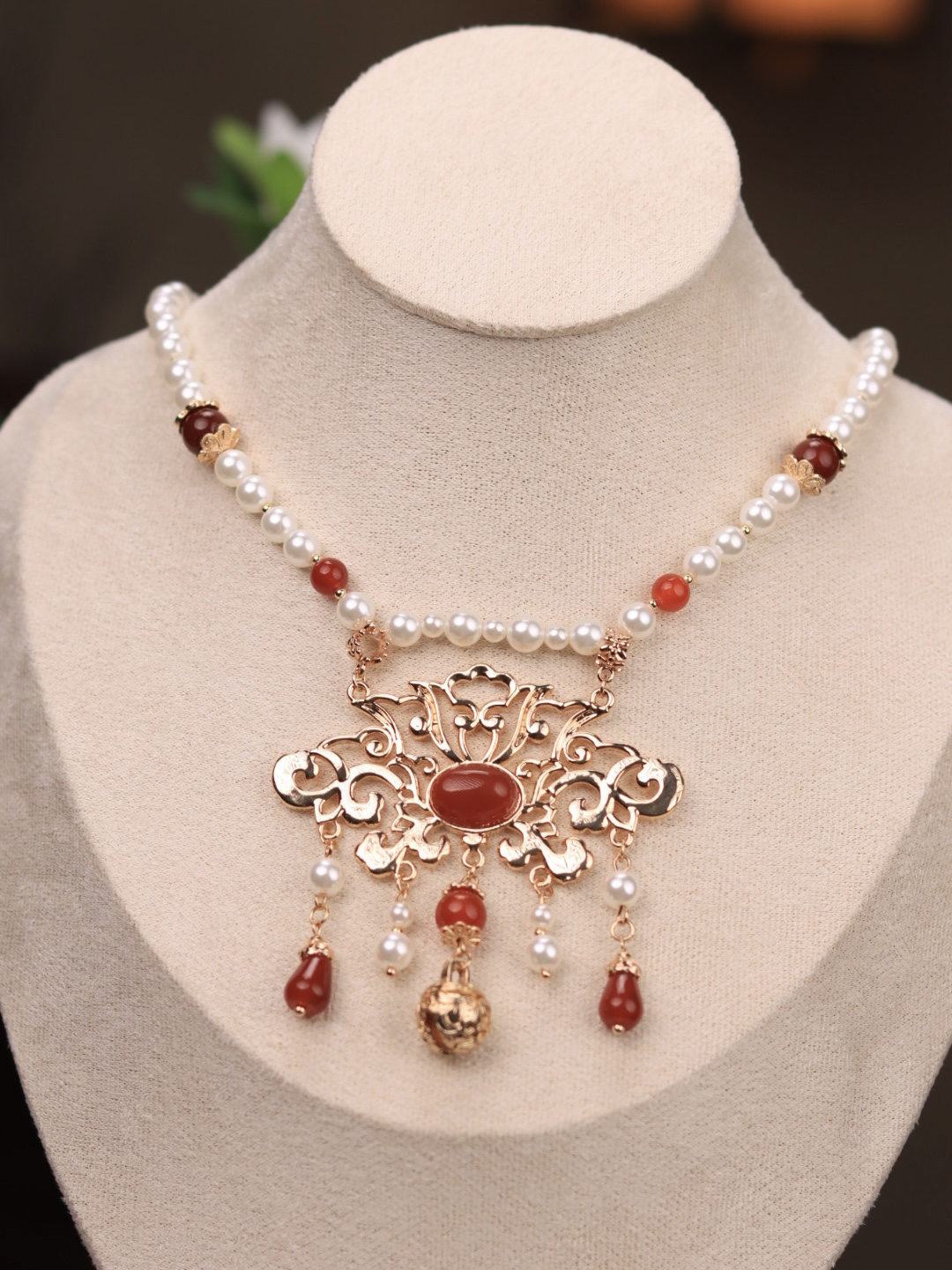 花小烟【寄君曲】贝珠软璎珞可拆卸长背云汉服百搭配汉服古风配饰