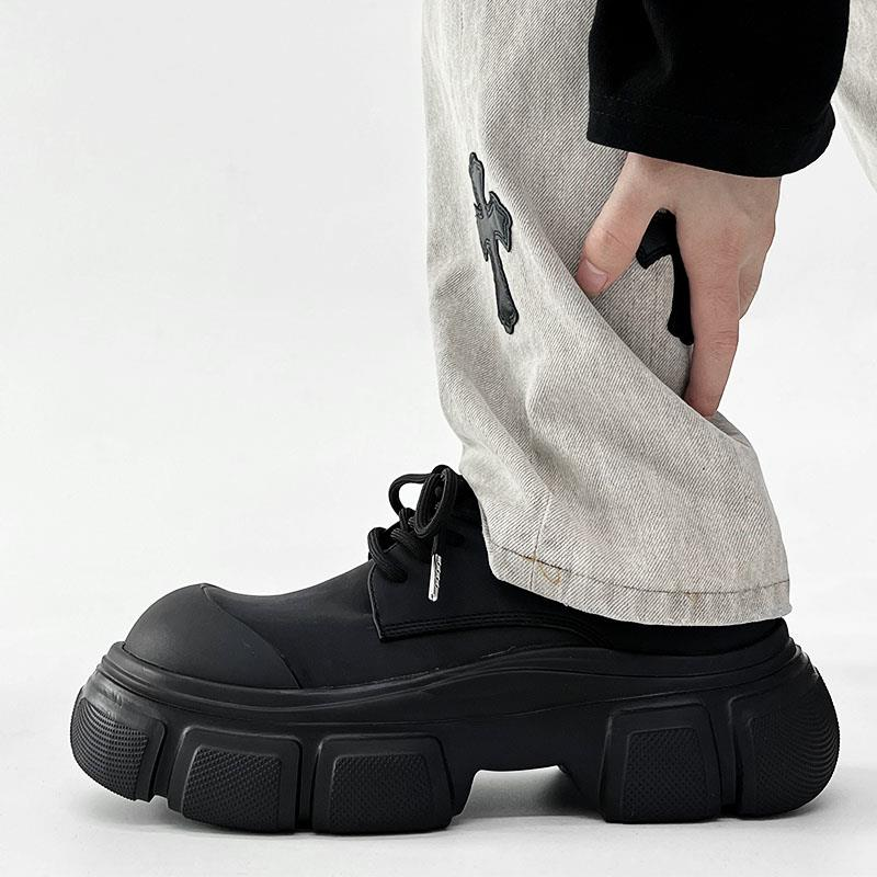 大头德比鞋男哑光小众通勤圆头厚底增高皮鞋英伦cleanfit松糕鞋潮