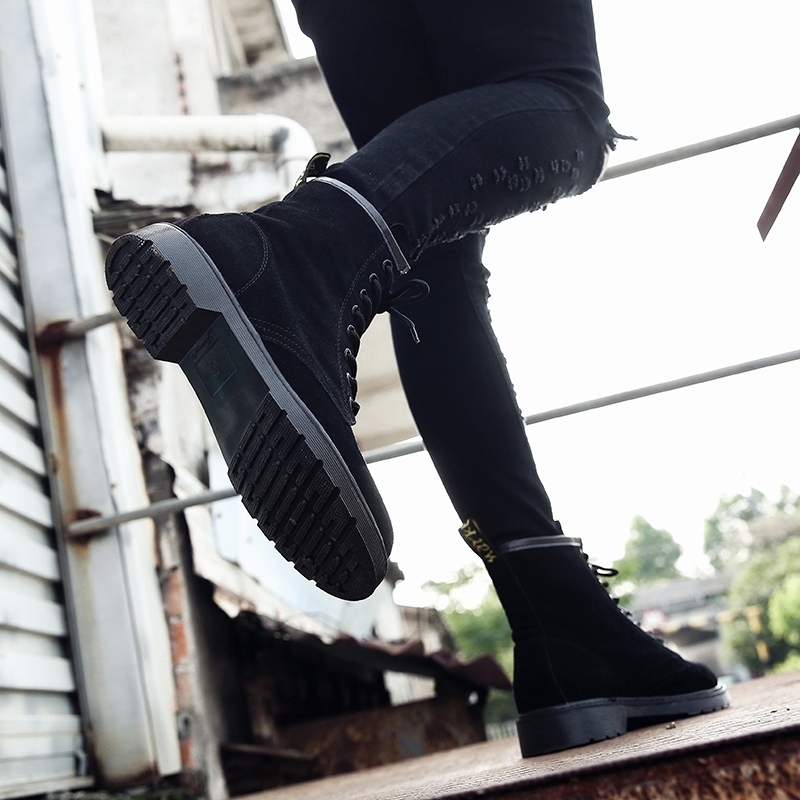 2023马丁靴男英伦高帮春夏短靴韩版百搭黑色情侣靴中帮潮流工装靴