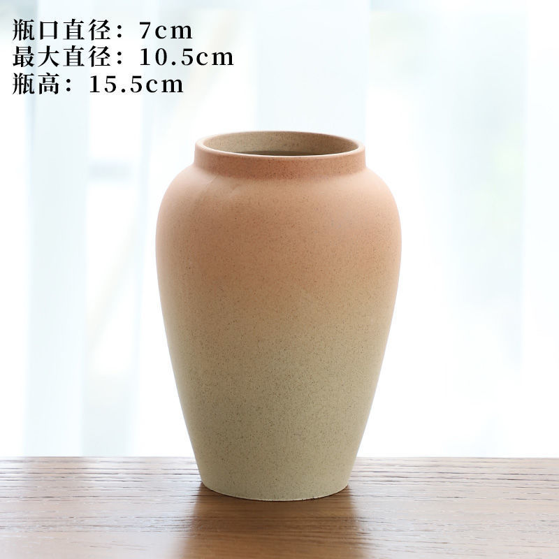大口径花器素烧陶瓷水培花瓶摆件陶罐复古民宿干鲜花现代简约陶罐