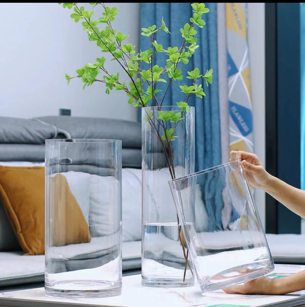 大号玻璃透明直筒花瓶马醉木水养吊钟富贵竹水培花瓶插鲜花摆件