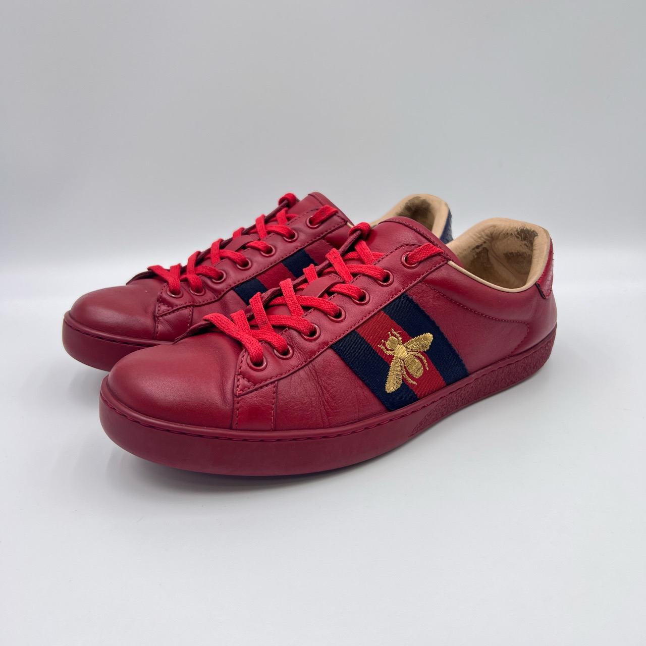 95新 GUCCI/古驰 41码 三拼色蜜蜂刺绣板鞋