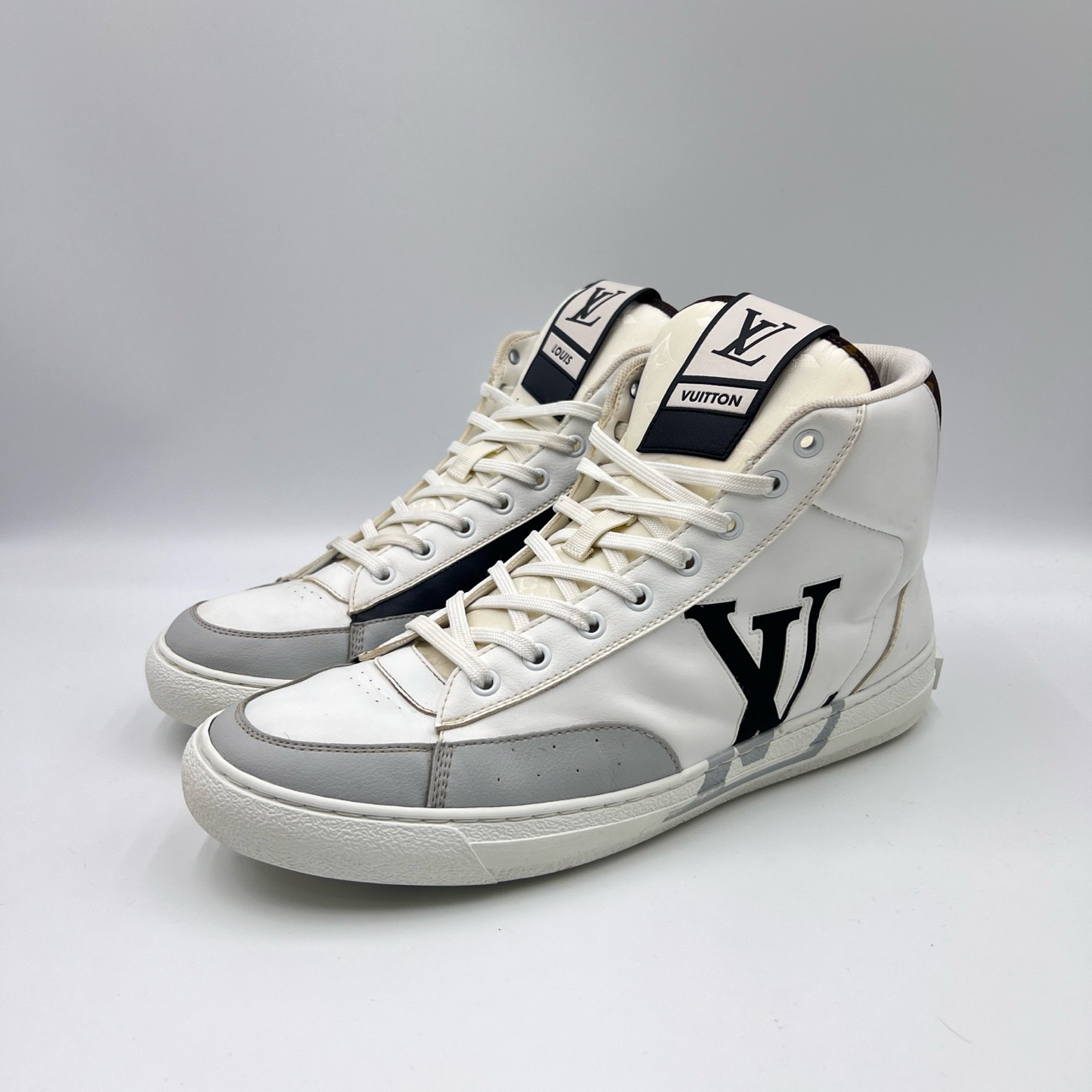 95新 LouisVuitton/路易威登 43码/字母logo印花高帮板鞋/9451016