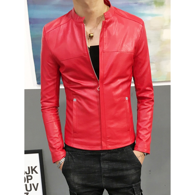 男士皮衣春秋款帅气修身皮夹克男士外套韩版青年小码男装 爆款褂