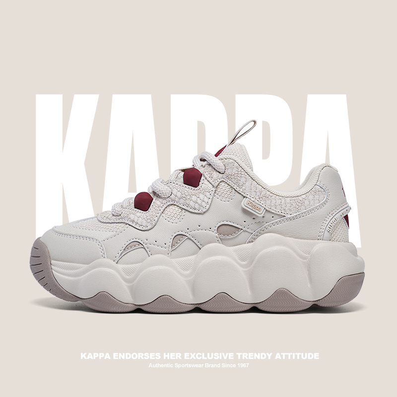 kappa卡帕秋冬新款运动鞋厚底增高跑步鞋百搭休闲面包鞋K0F25MC66