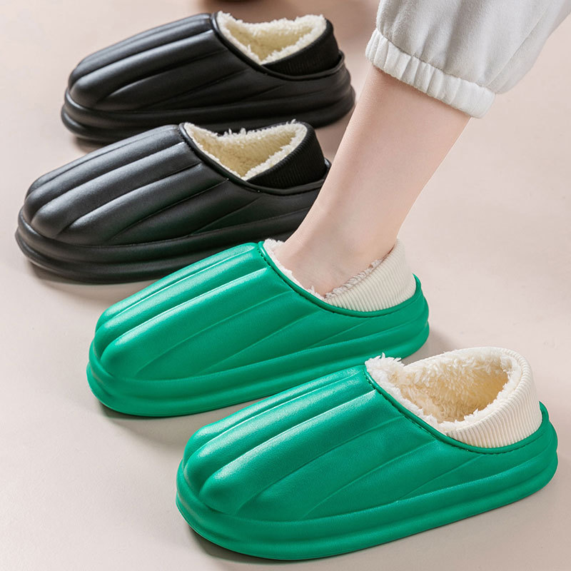 新款包跟棉拖鞋女秋冬季情侣居家防滑加绒男士厚底棉鞋月子鞋