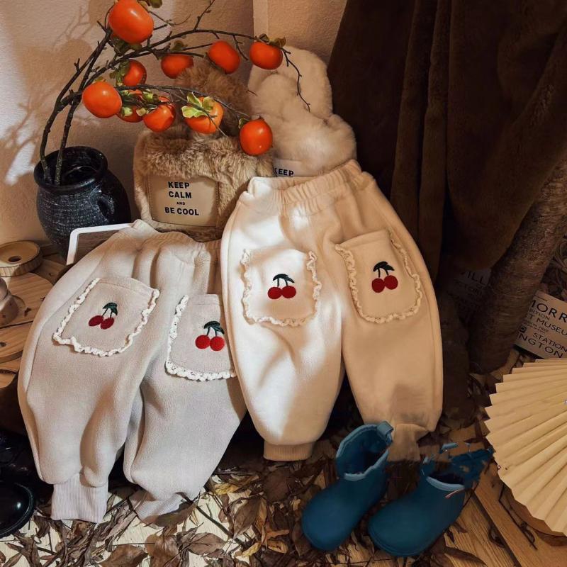 儿童韩版裤子2025秋冬新款洋气可爱加绒束脚裤女童时尚宽松休闲裤