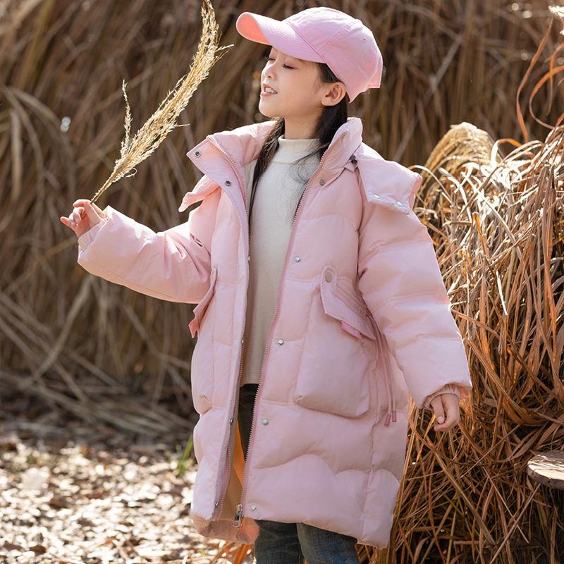 波司登女童羽绒服2023冬季中长款羽绒服加厚保暖鹅绒洋气时羽绒服