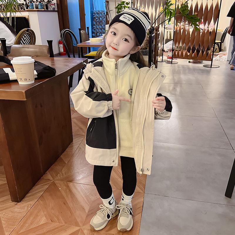 波司登儿童冲锋衣女童秋季外套2023新款中厚三合一三防男童冲锋衣