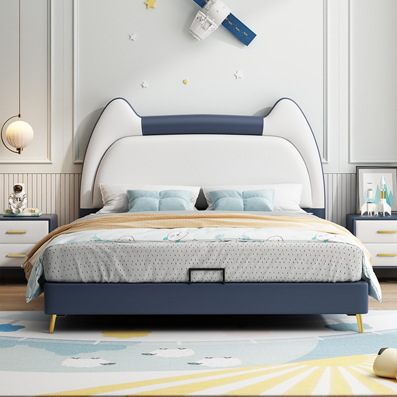 儿童床男孩实木单人床1.2米轻奢卡通床小户型现代简约软包皮床