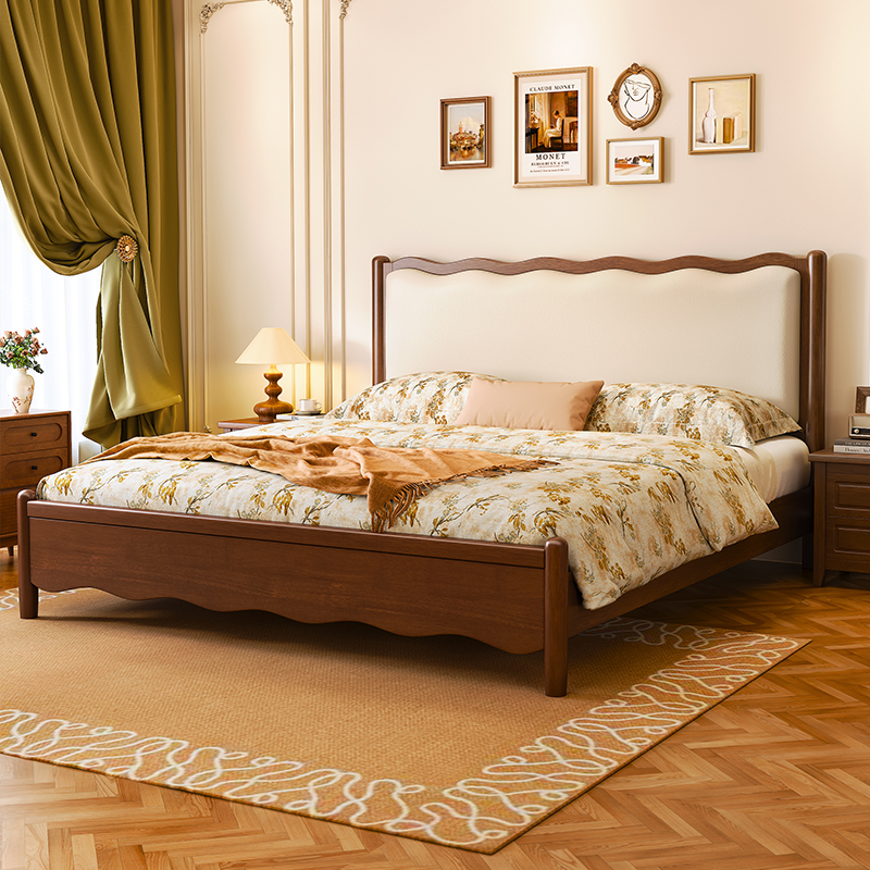 新款简约美式橡胶木主卧床高箱储物实木床大小户型主卧次卧双人床