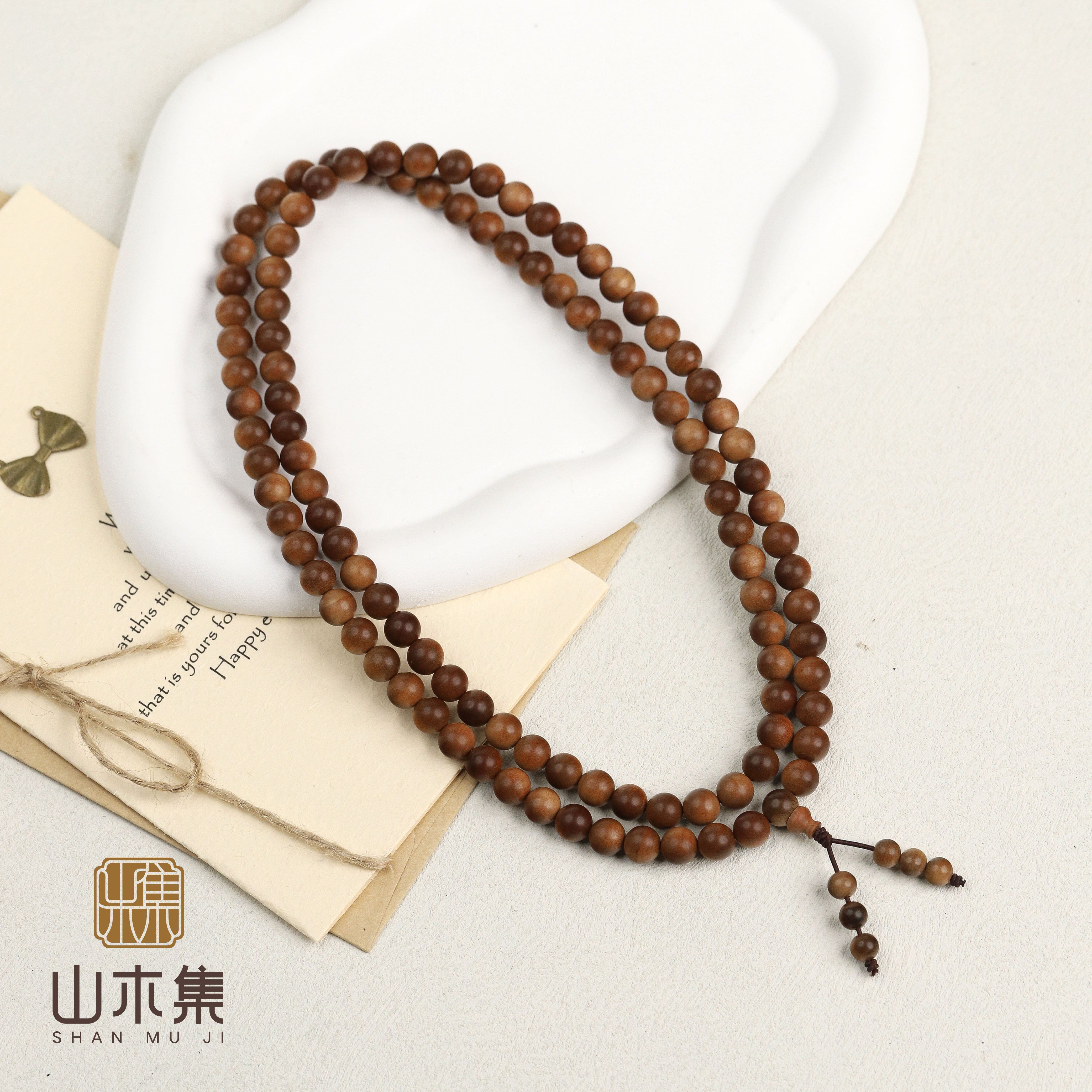 印度正区老山檀 0.8*108颗黑肉虎皮{沉水级}手串￥【山木集】