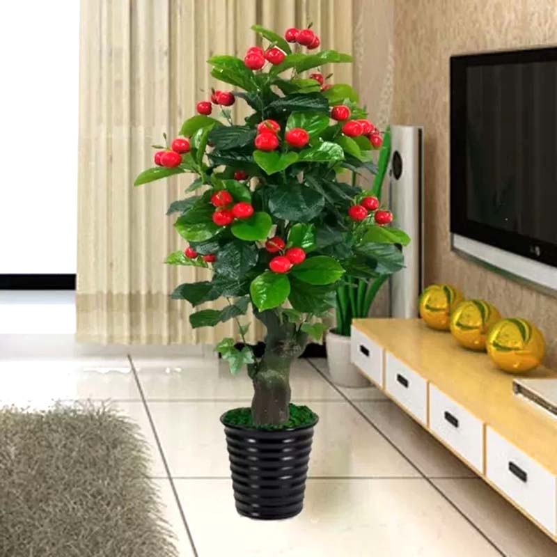 仿真苹果树假树盆栽客厅落地装饰假花绿植盆景塑料景观花仿真植物