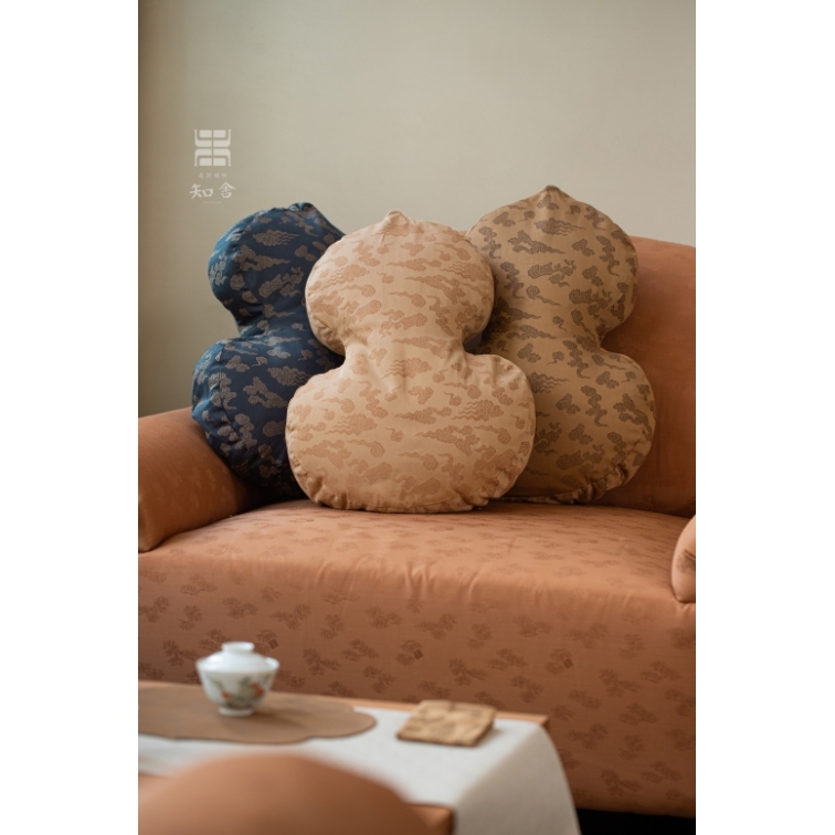 知舍·精棉云纹葫芦靠枕茶室办公室中式靠垫座椅沙发靠枕久坐靠背