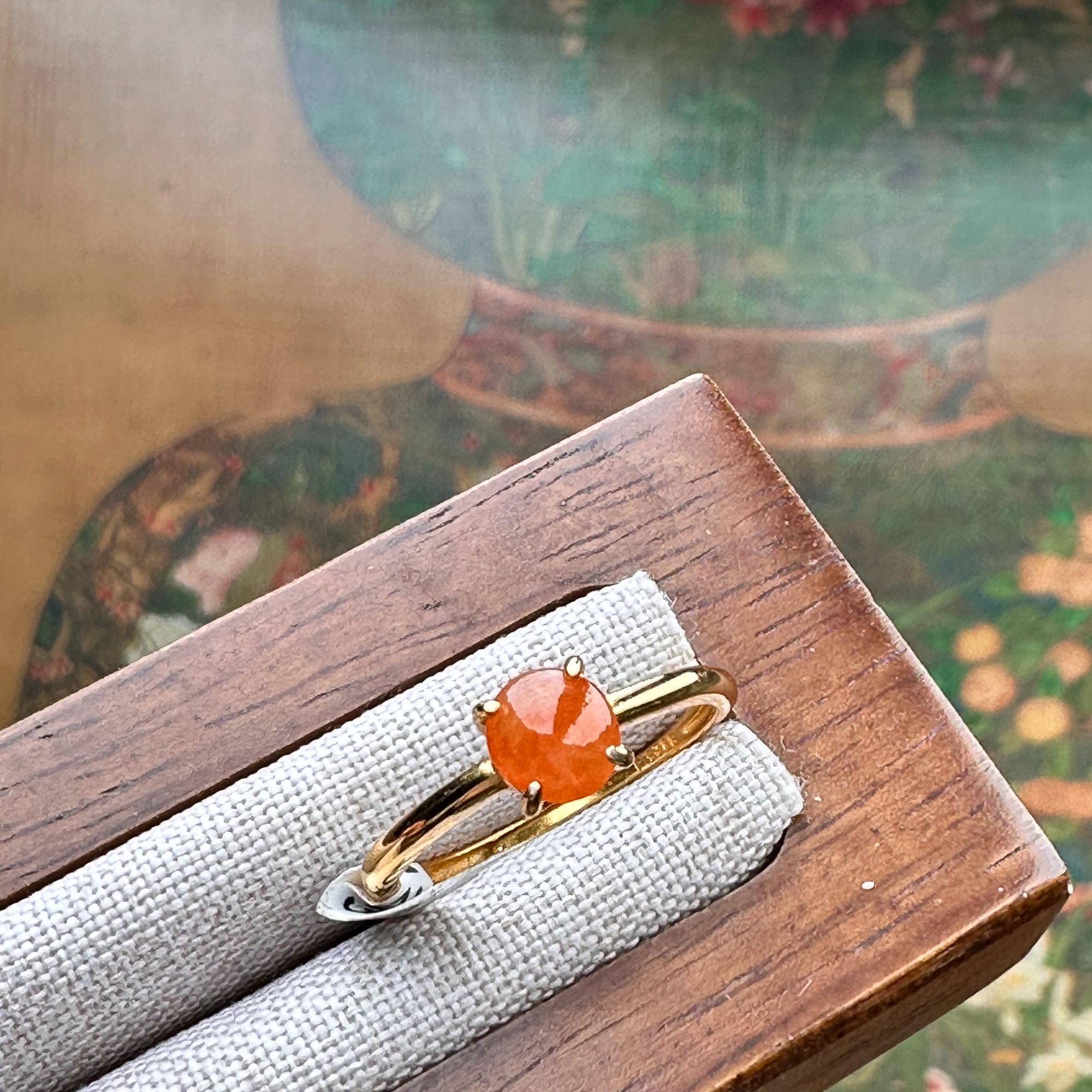 S925银翡翠气质轻奢复古小众简约镶嵌银戒可调节