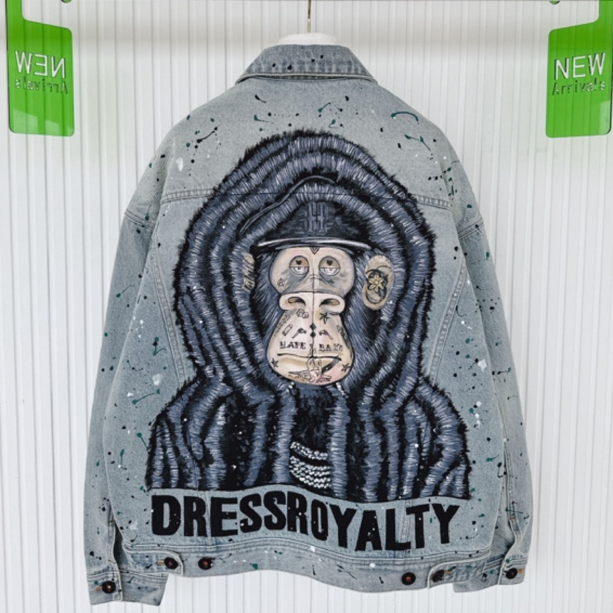 韩国设计师品牌男女同款高定纯手绘洗古牛仔外套品质轻奢款D0290