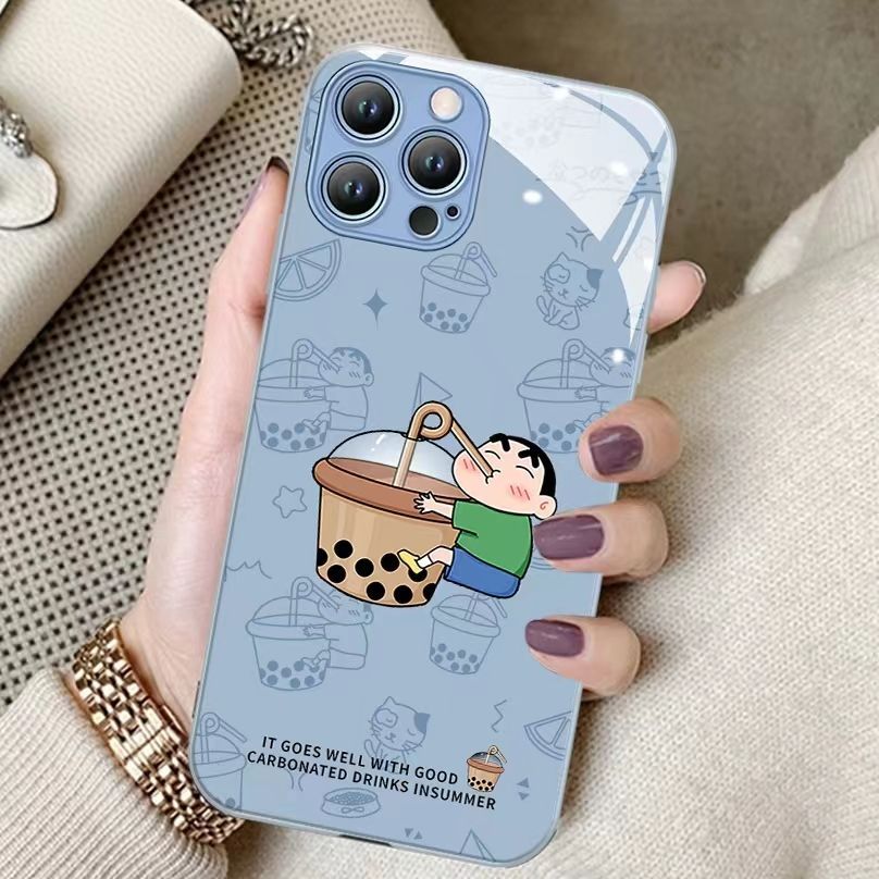 奶茶小新苹果14手机壳iPhone13Pro液态玻璃12/11Pro套Xs/XR/7P/8P