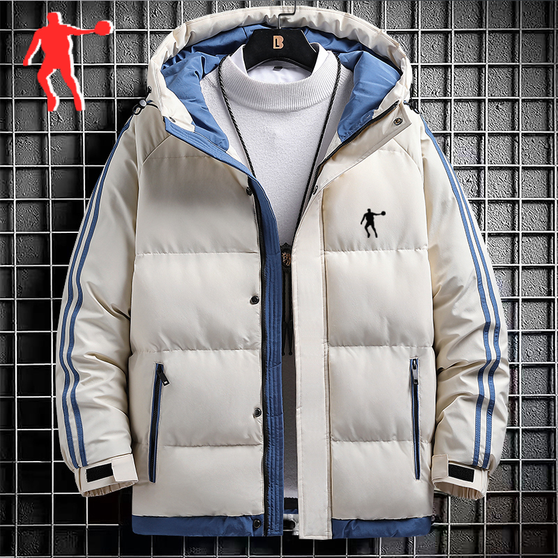 乔丹中国专卖冬季新款男士棉衣休闲保暖棉服外套男连帽加厚棉袄