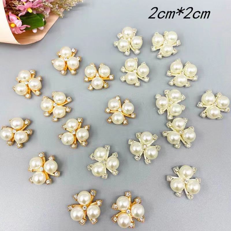 【主播推荐50颗】彩色花心三颗珍珠花心配件合金DIY手工配饰