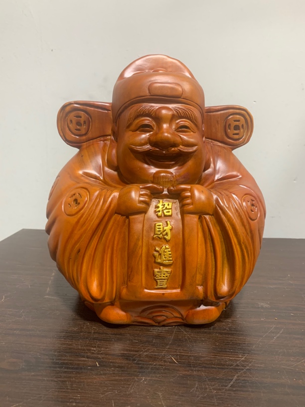 香樟木，财神爷 人物摆件 尺寸:25*23*30