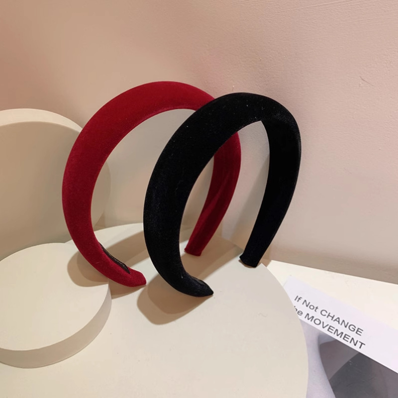 新款港风发箍大头围过新款头箍冬丝绒发饰高颅顶南瓜色头饰发卡女