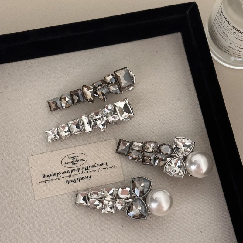 闪亮大水钻重工合金鸭嘴夹高亮甜美气质边夹高级感发夹边夹2867