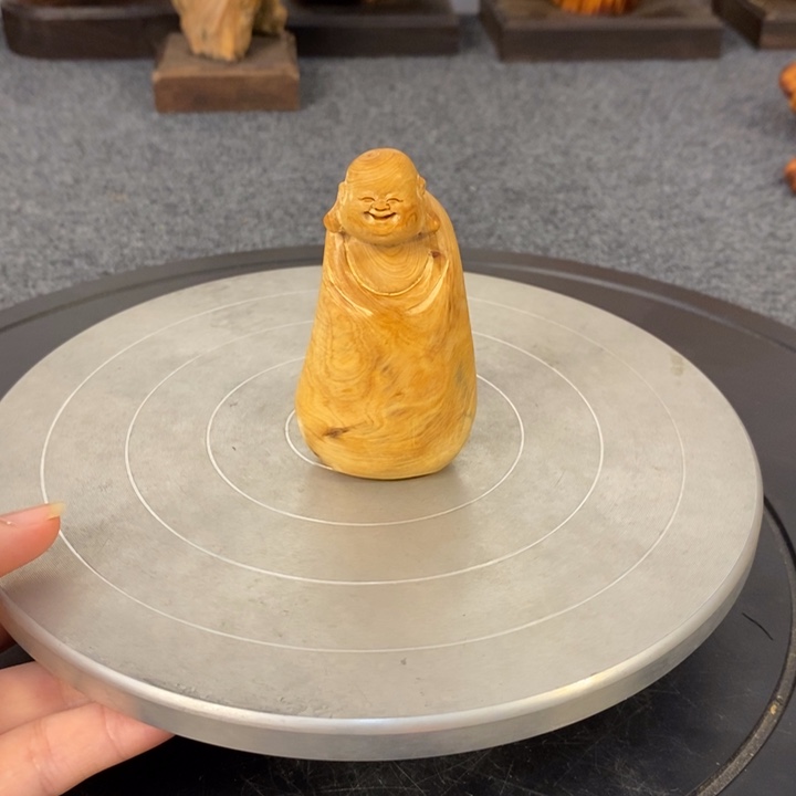 柏木（崖柏）太行崖柏弥勒佛手把件