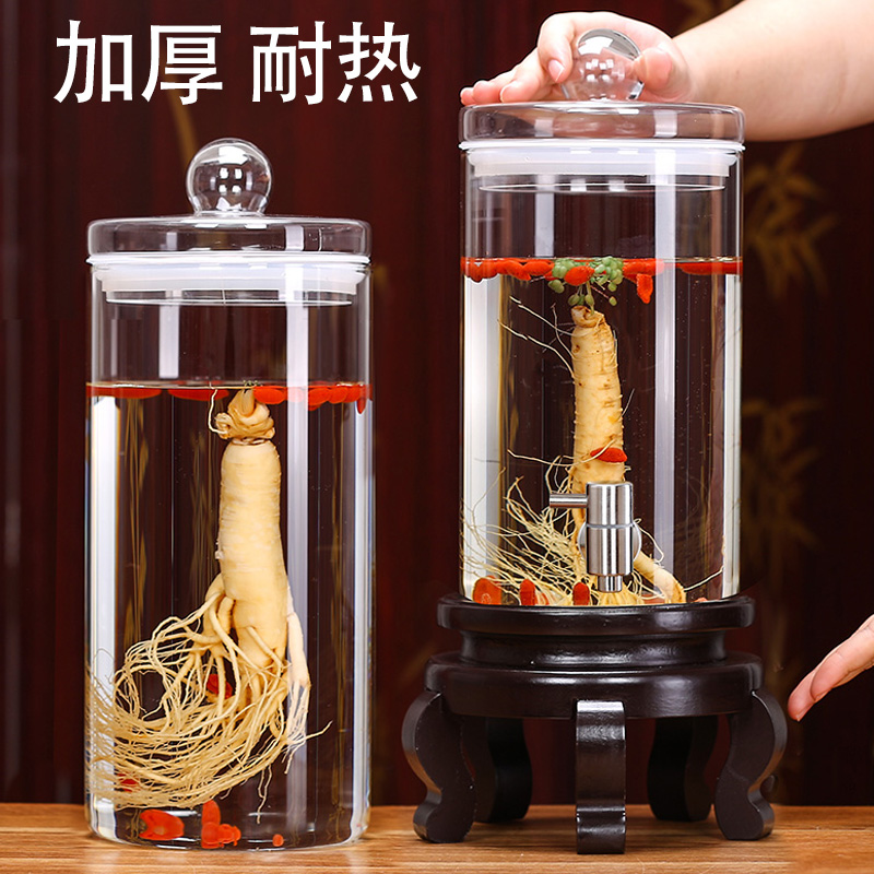 泡酒玻璃瓶专用酒瓶带龙头家用高档密封罐10斤30斤人参鹿茸泡酒坛
