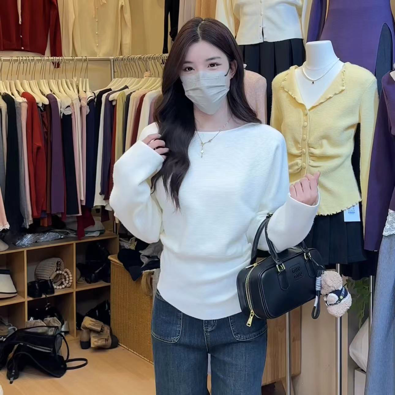 套头简约长袖针织衣女2024秋冬新款褶饰设计感高级时尚收腰毛衣潮