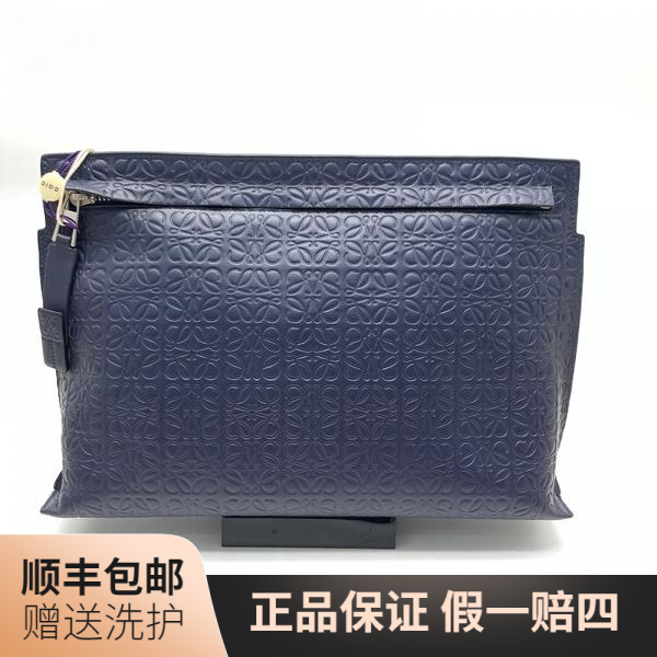95新 LOEWE/罗意威 罗意威藏青色手拿包/10017896男包奢侈品 商务