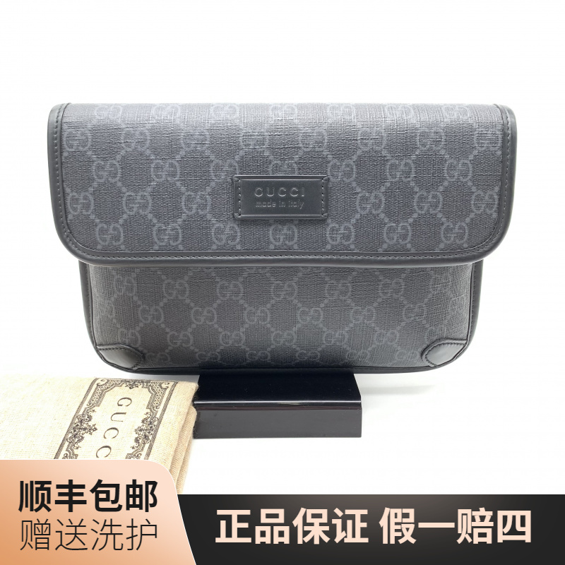 99新 GUCCI/古驰 古驰黑老花腰包（小）/10018601肩包包腰包胸 男士