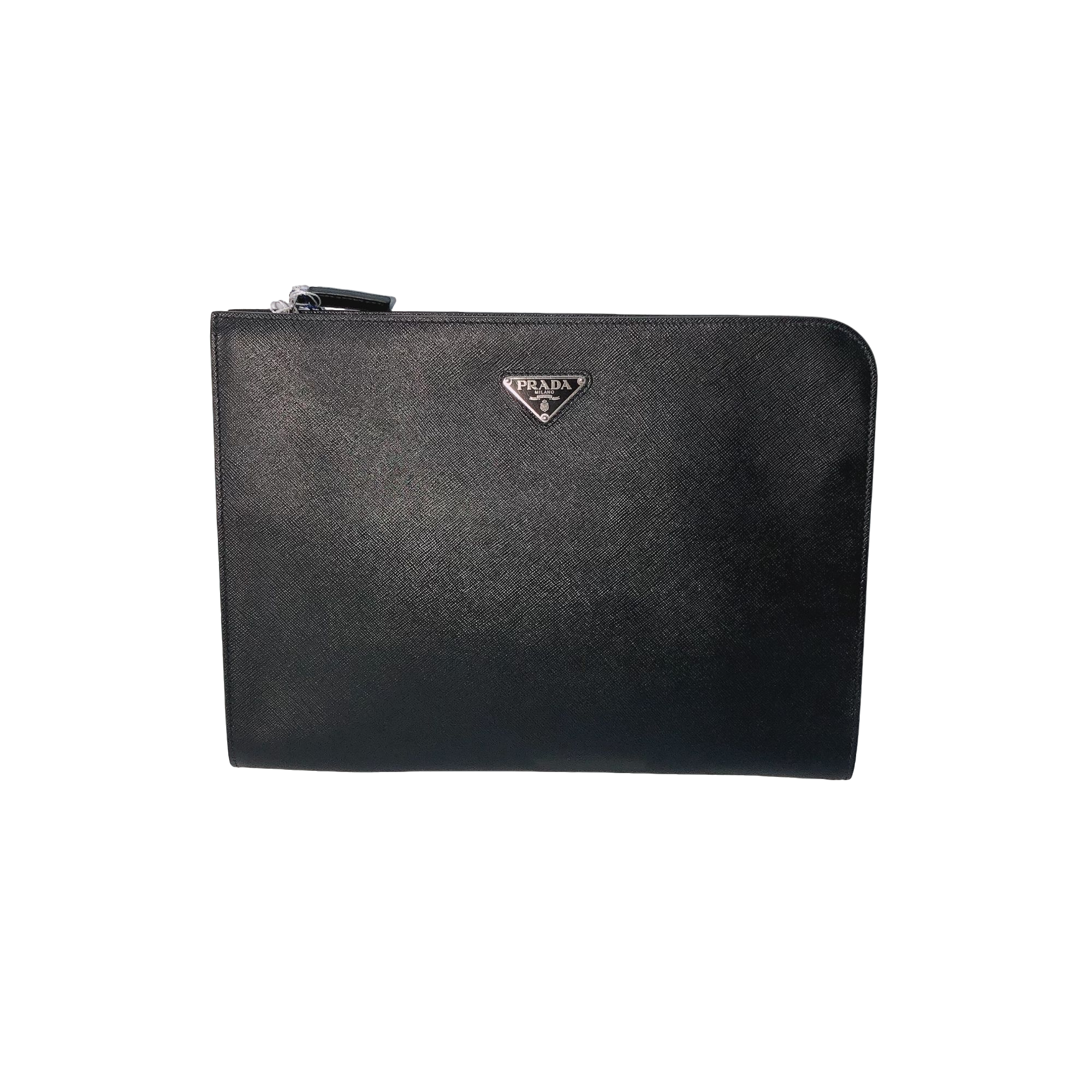 99新 Prada/普拉达 黑皮大号手拿包/3440号黑色经典时尚百搭男士